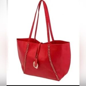 Badgley Mischka vegan leather tote bag pebbled red NWT